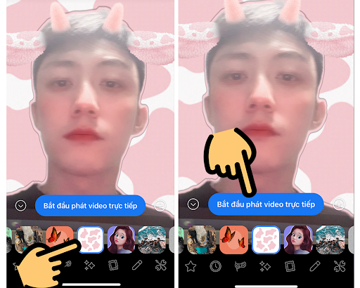 Sử dụng filter Instagram dành cho live facebook - bước 2
