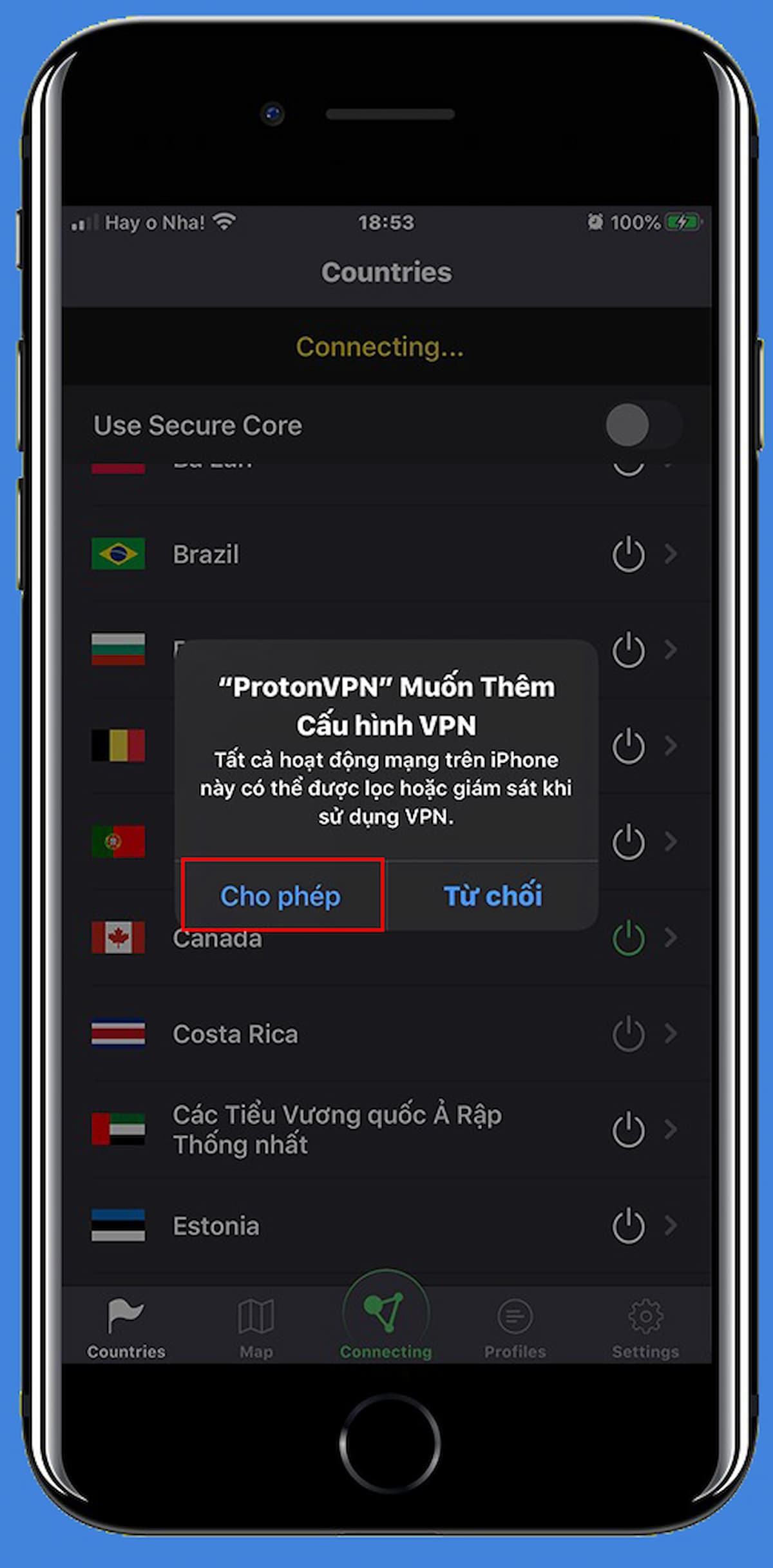 Sử dụng ứng dụng ProtonVPN trên điện thoại
