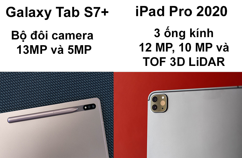 Camera Galaxy Tab S7+ và iPad Pro 2020