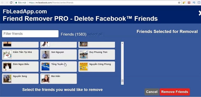 Sử dụng Friend Remover Pro bước 1