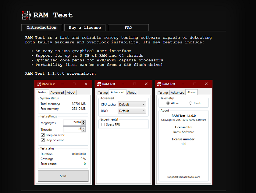 Test RAM với phần mềm Karthus RAM Test