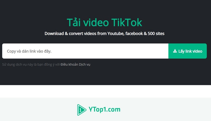 Sử dụng Ytop1.Com để tải video Tiktok không logo