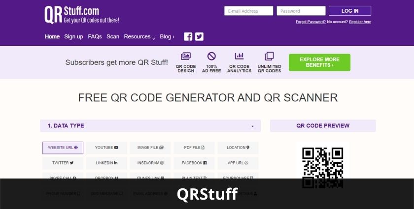 Phần mềm tạo mã QR QRStuff