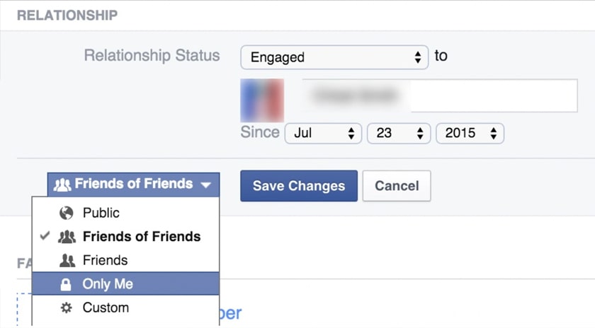 Thủ thuật 9: Ẩn mối quan hệ trên Facebook
