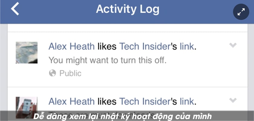 Thủ thuật 3: Xem lại các hoạt động gần đây nhất trên Facebook của bạn