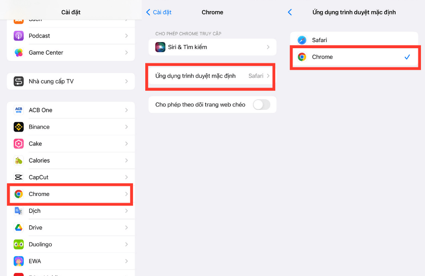 Thay đổi trình duyệt mặc định để mở các đường link trên iPhone