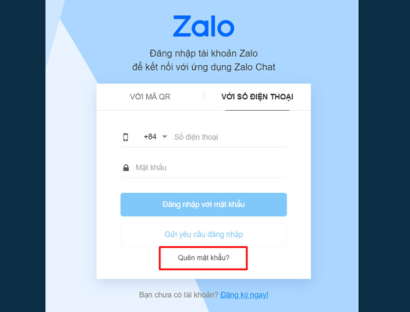 Lấy lại mật khẩu Zalo thông qua máy tính