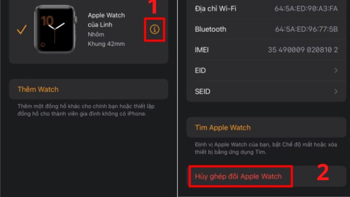 Cách ngừng kết nối Apple Watch với iPhone