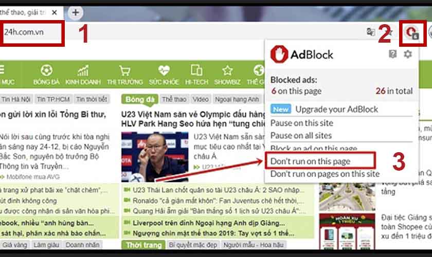 Cách tắt AdBlock trên một trang web