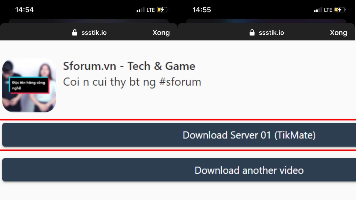 Chọn “Download Server 01 (TikMate)”
