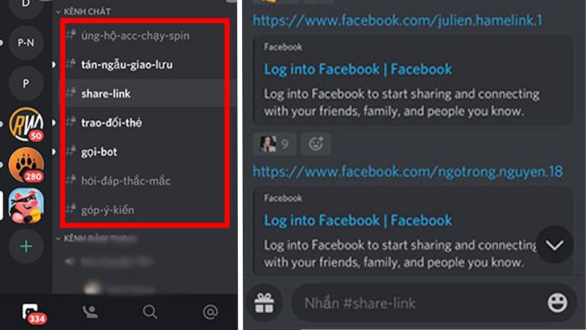 Kênh "Share-Link" là nơi mà các quản trị viên chia sẻ các liên kết kết bạn Facebook để nhận được mã Coin Master hàng ngày.