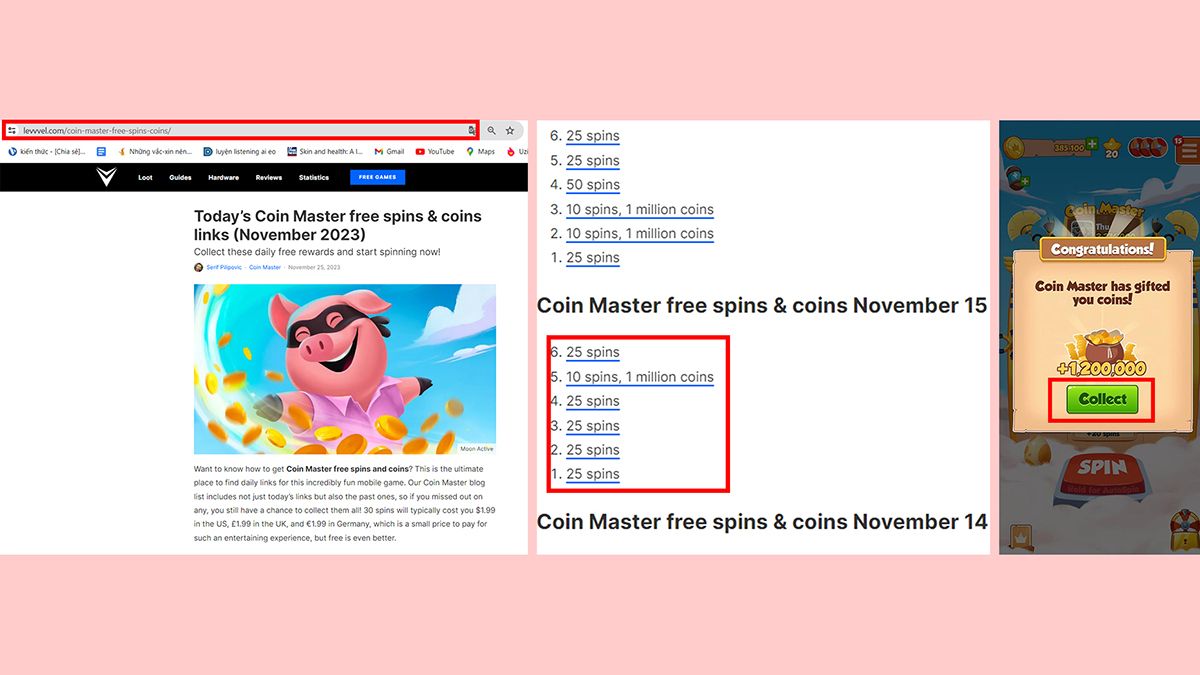 Nhận Spin Coin Master qua trang web Levvvel
