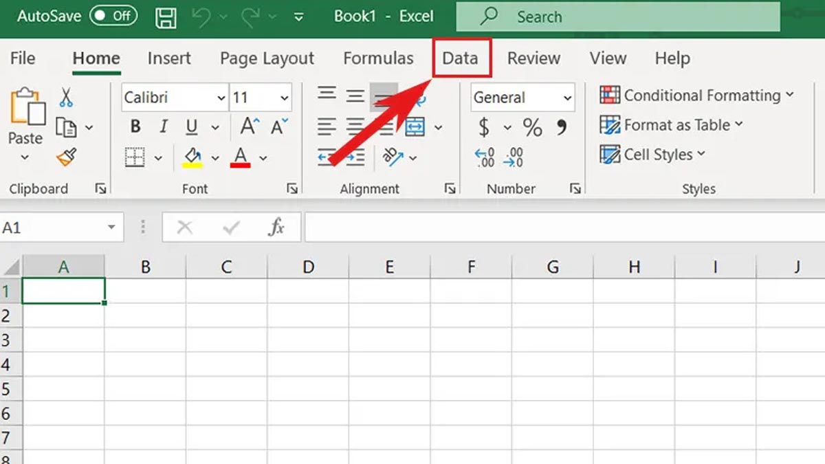 Mở Excel trên máy tính và chọn vào mục Data
