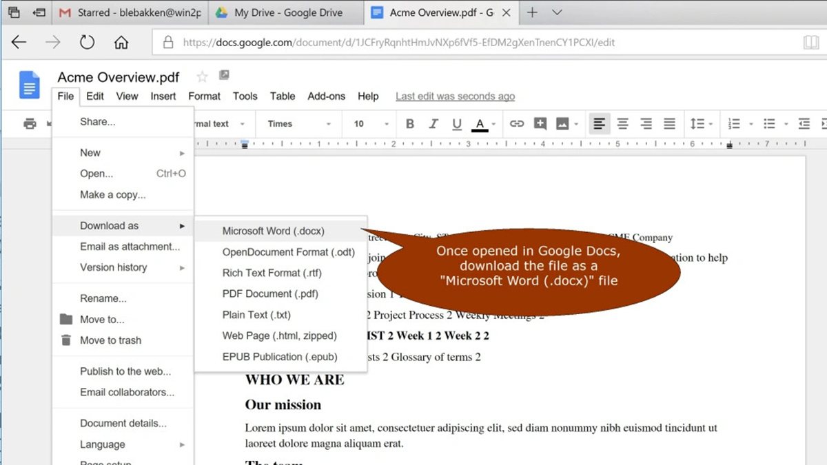 Sử dụng Google Docs để chuyển PDF sang Word không lỗi font