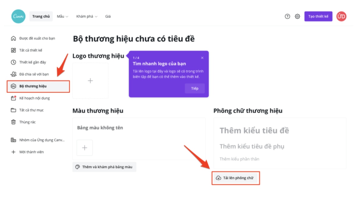 Các bước up font chữ lên Canva