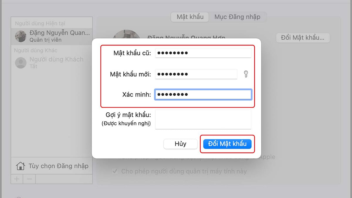 Hướng dẫn tạo mật khẩu trên Macbook
