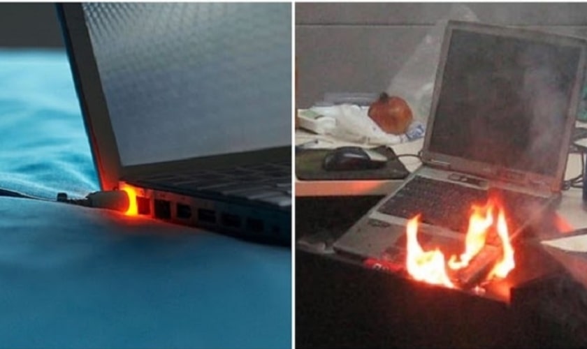 Cắm sạc laptop bị tóe lửa có thể gây cháy nổ