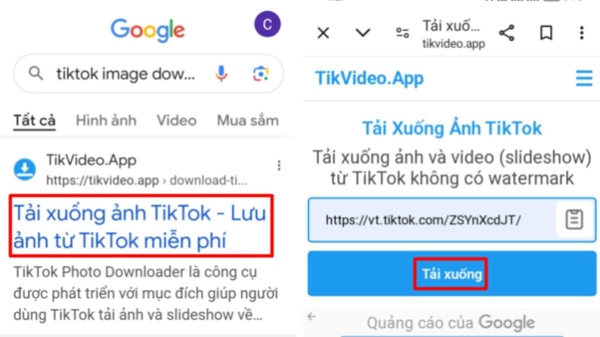 Sử dụng TikVideo.App để tải ảnh tiktok không logo