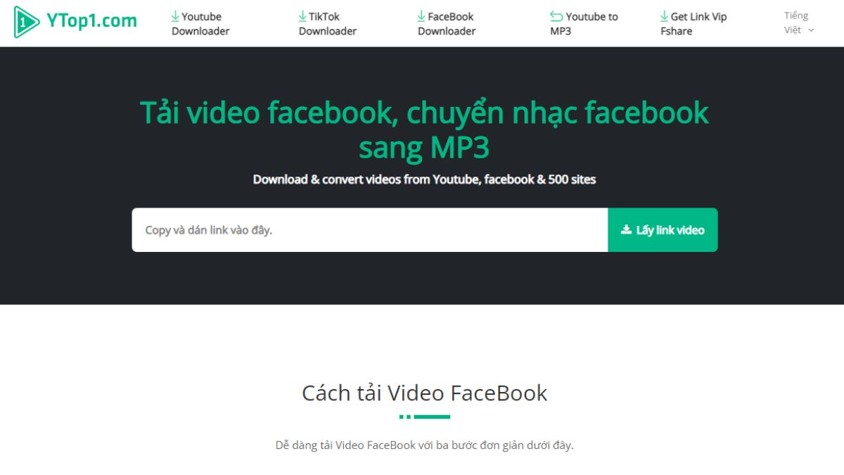 Tải video Facebook bằng Ytop1.com chất lượng cao