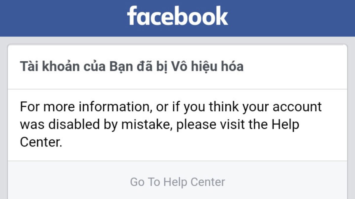 Do đâu tài khoản Facebook bị vô hiệu hoá?