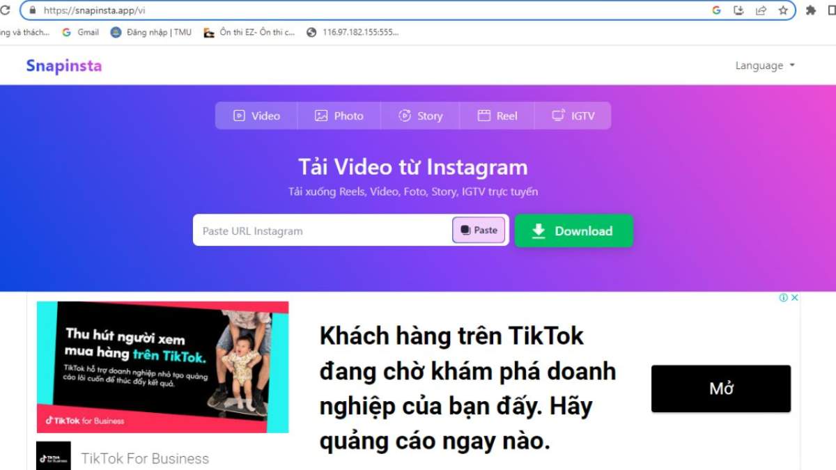 Tải ảnh Instagram trên máy tính bằng website hỗ trợ thuận tiện