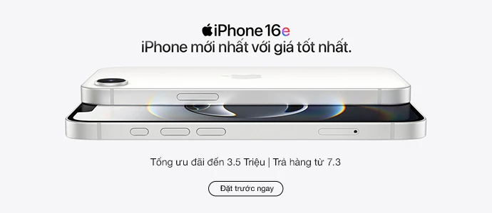 Đặt trước iPhone 16e ưu đãi 3.5 triệu tại CellphoneS