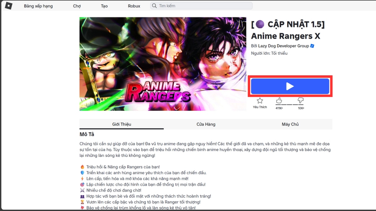Cách nhập code Anime Rangers X bước 1